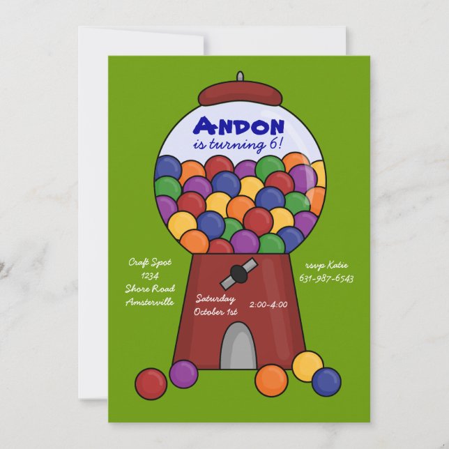 Gumball Machine Invitation (Front)