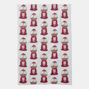 Gumball Machine Retro Candy Shop Pattern Kitchen Towel