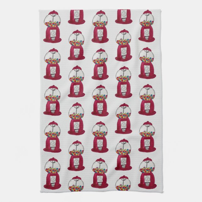 Gumball Machine Retro Candy Shop Pattern Kitchen Towel (Vertical)
