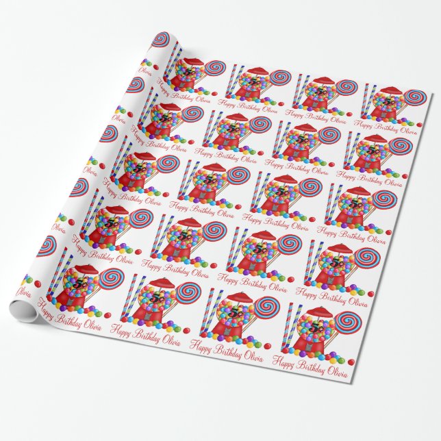 Gumball Machine wrapping paper- Personalized Paper (Unrolled)