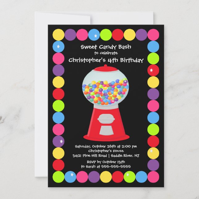 Gumballs Candy Bash Birthday Party Invitation (Front)