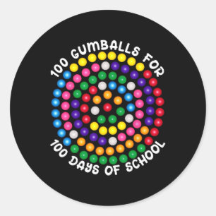 Gumballs For 100 Days Of School  Classic Round Sticker