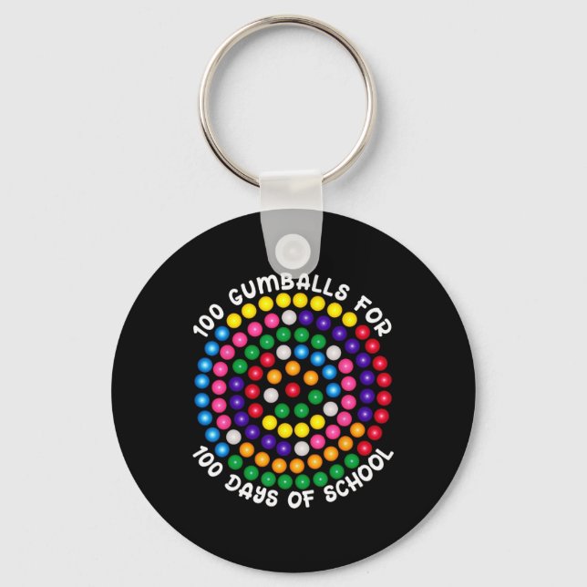 Gumballs For 100 Days Of School  Keychain (Front)