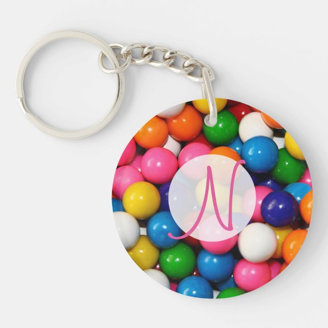 Gumballs Monogrammed Keychain (Front)