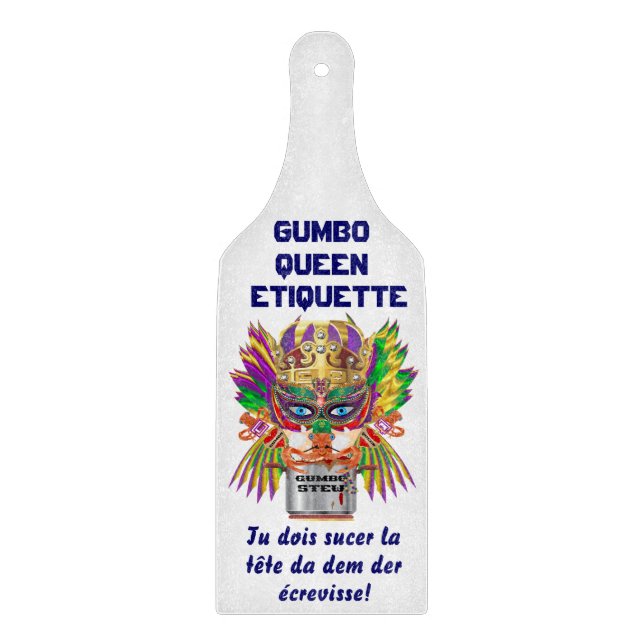 Gumbo Queen Gumbo Etiquette French Paddle Only Cutting Board (Front)