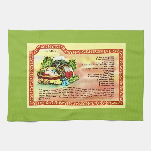 Gumbo Recipe Kitchen Towel (Horizontal)