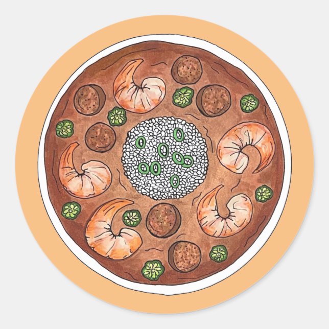 Gumbo Soup Louisiana LA New Orleans NOLA Food Classic Round Sticker (Front)