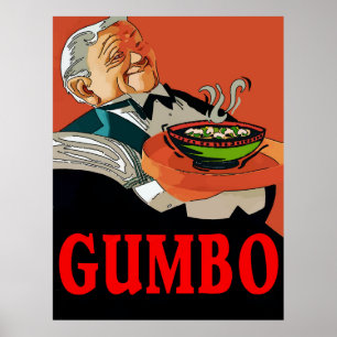Gumbo,vintage waiter poster
