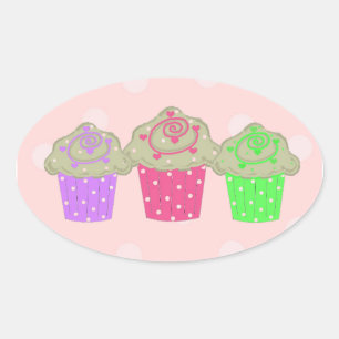 Gumdrop Cupcakes Oval Sticker