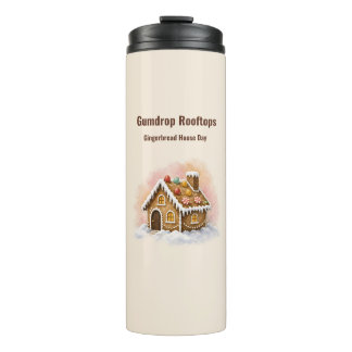Gumdrop Rooftops Gingerbread House Day Thermal Tumbler