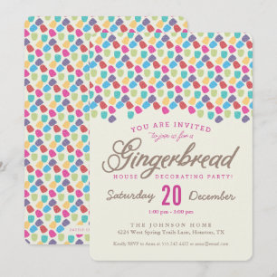 Gumdrops & Gingerbread House Decorating Party Invitation