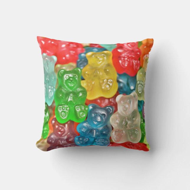 Gummi bears collage fun for  kids & adults cute throw pillow (Front)