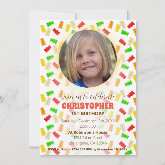 Gummies & Confetti Invitation d'anniversaire (Devant)