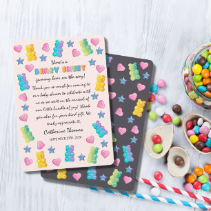 Gummy Bear Colourful Jelly Candy Baby Shower Thank You Card