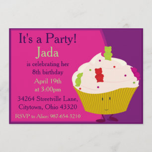 Gummy Bear Cupcake Invitation