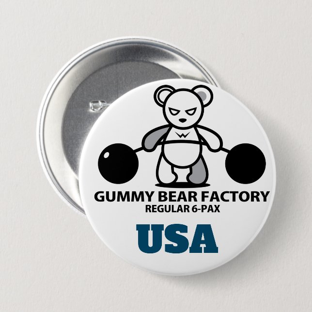 Gummy Bear Factory(gym) 3 Inch Round Button (Front & Back)