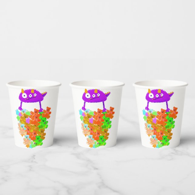 Gummy Bear Harvest Monster Paper Cups (Multi)