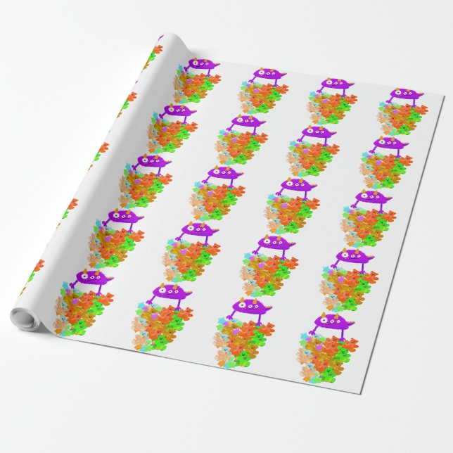 Gummy Bear Harvest Monster Wrapping Paper (Unrolled)