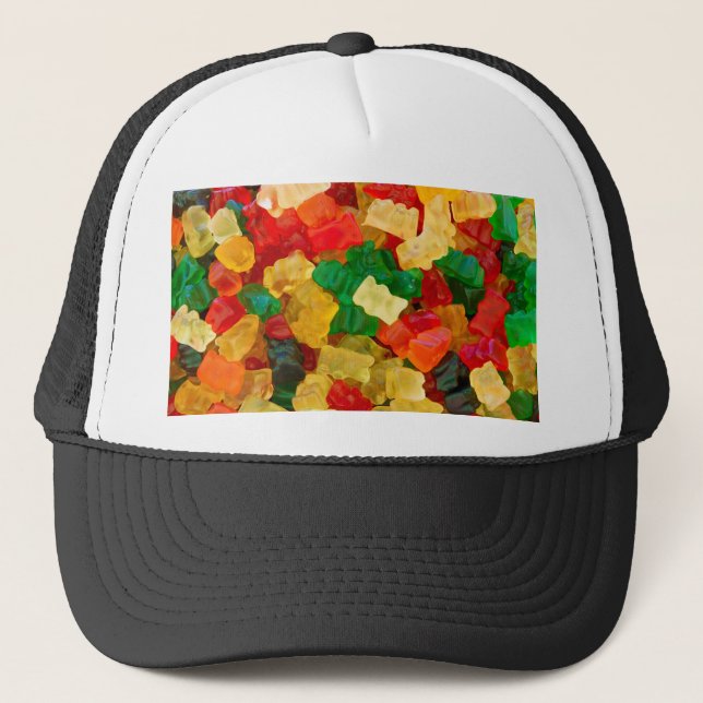 Gummy Bear Rainbow Coloured Candy Trucker Hat (Front)