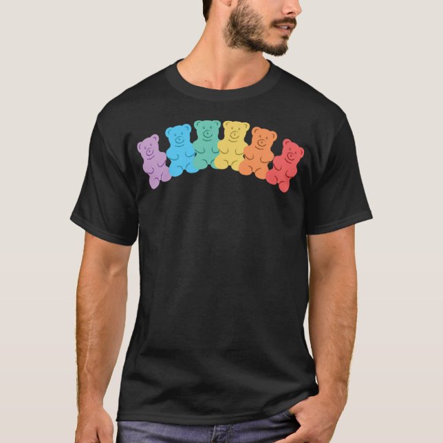 Gummy Bear Rainbow, Funny Gummy Bear T-Shirt (Front)