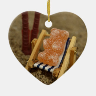 Gummy Bear Relaxing on Beach Ceramic Ornament
