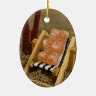 Gummy Bear Relaxing on Beach Ceramic Ornament