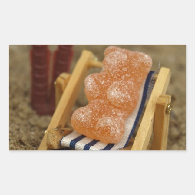 Gummy Bear Relaxing on Beach Sticker (Front)