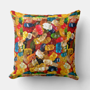 gummy bears candy rainbow throw pillow