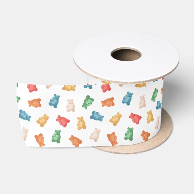 Gummy Bears Pattern Satin Ribbon (Spool)