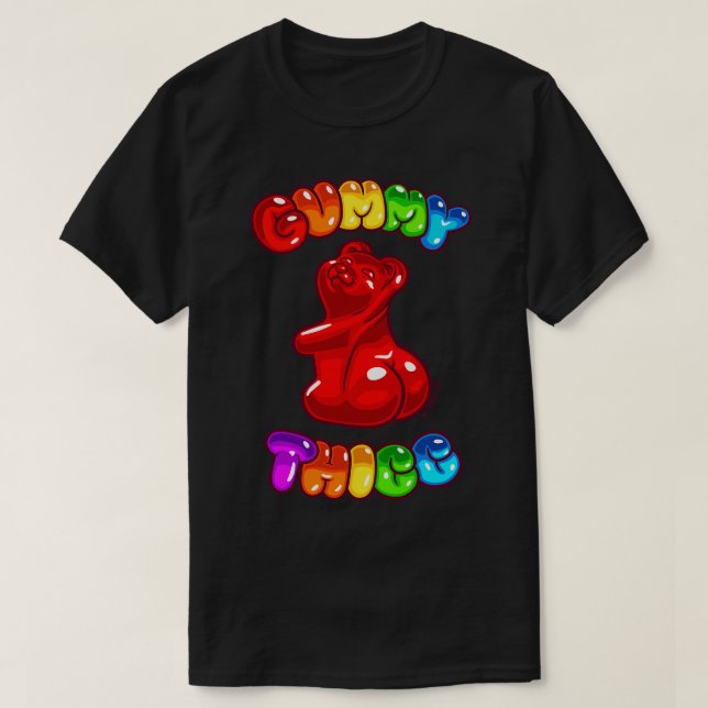 Gummy Thicc Red Gummy Bear with Big Butt T-Shirt (Design Front)
