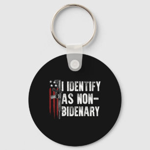 Gun American Flag I Identify As Non-bidenary (on Keychain