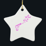 Gun Butterflies Pink Ceramic Ornament<br><div class="desc">Holiday Ornaments</div>