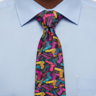 Gun Colorful Shooting Shooter Vibrant Tie