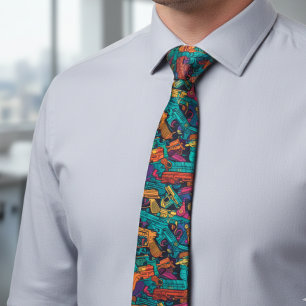 Gun Colourful Shooting Shooter Pattern Tie