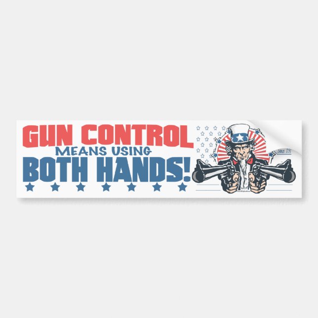 Gun Control Means Using Both Hands Pro Gun Gear Bumper Sticker (Front)