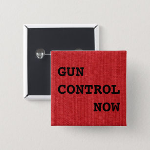 Gun Control Now on Red Linen Photo, Protest 2 Inch Square Button