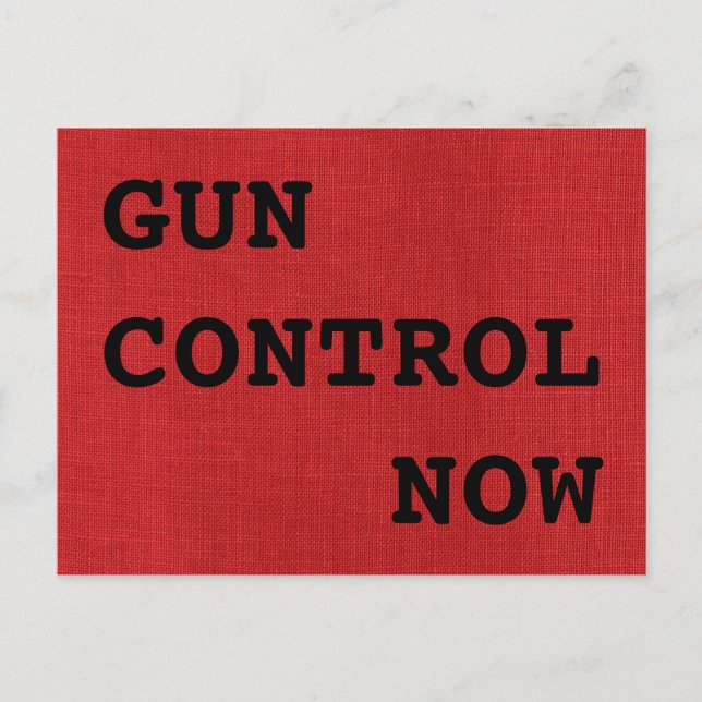 Gun Control Now on Red Linen Texture Photo Postcard (Front)