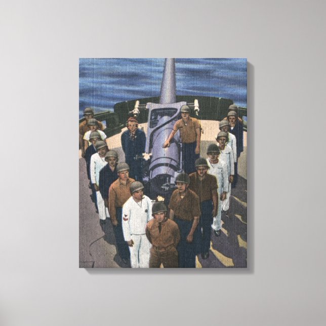 Gun Crew in Victory Formation - US Navy Canvas Print (Front)