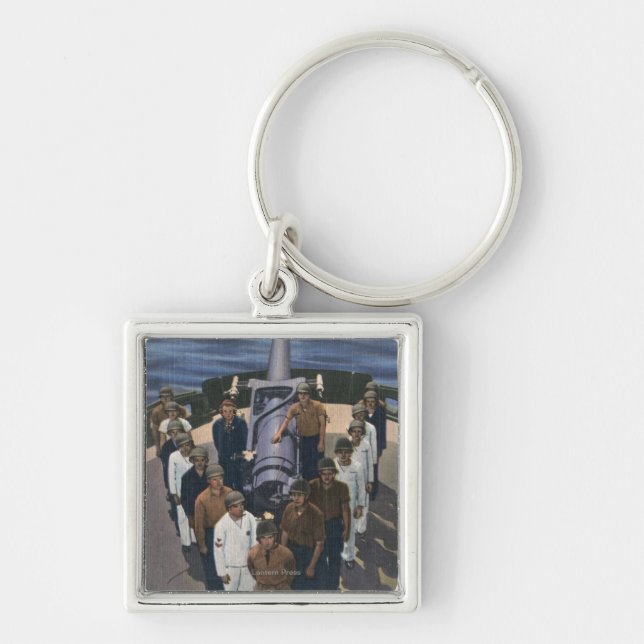 Gun Crew in Victory Formation - US Navy Keychain (Front)