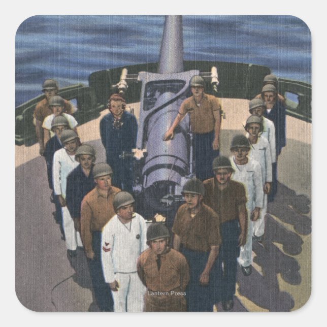 Gun Crew in Victory Formation - US Navy Square Sticker (Front)
