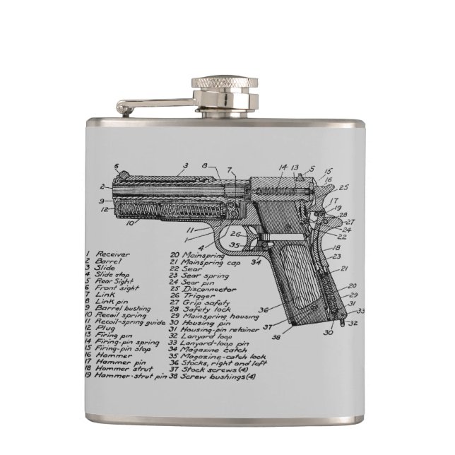 Gun Diagram Hip Flask (Front)