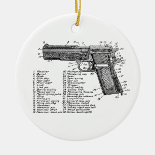 Gun Diagram V2 Ceramic Ornament