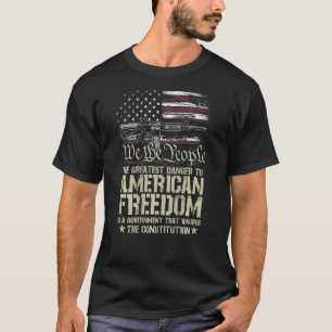 Gun Flag American Freedom Government Womens Mens o T-Shirt