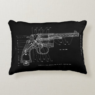 Gun Handgun 45 Calibre Revolver WWII Issue Accent Pillow
