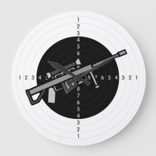 Gun Range Target Rifle With Scope Large Clock