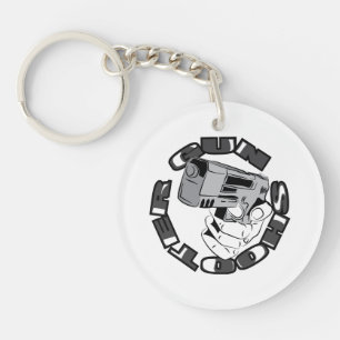 Gun shooter illustration keychain