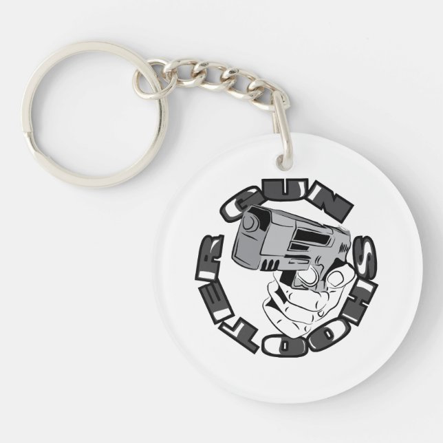 Gun shooter illustration keychain (Front)