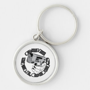 Gun shooter illustration keychain