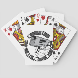 Gun shooter illustration playing cards