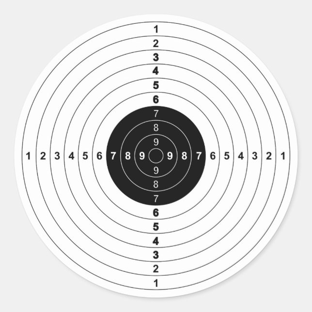 gun shooting range bulls eye target symbol classic round sticker (Front)